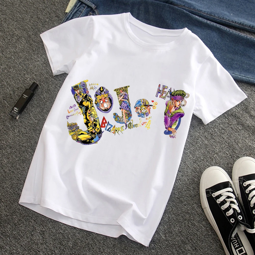 

2022 Summer JoJo's Bizarre Adventure Men's T-shirt Casual New Clothes Cartoons Kawaii Tops Anime Street Couple Unisex Tees Shirt