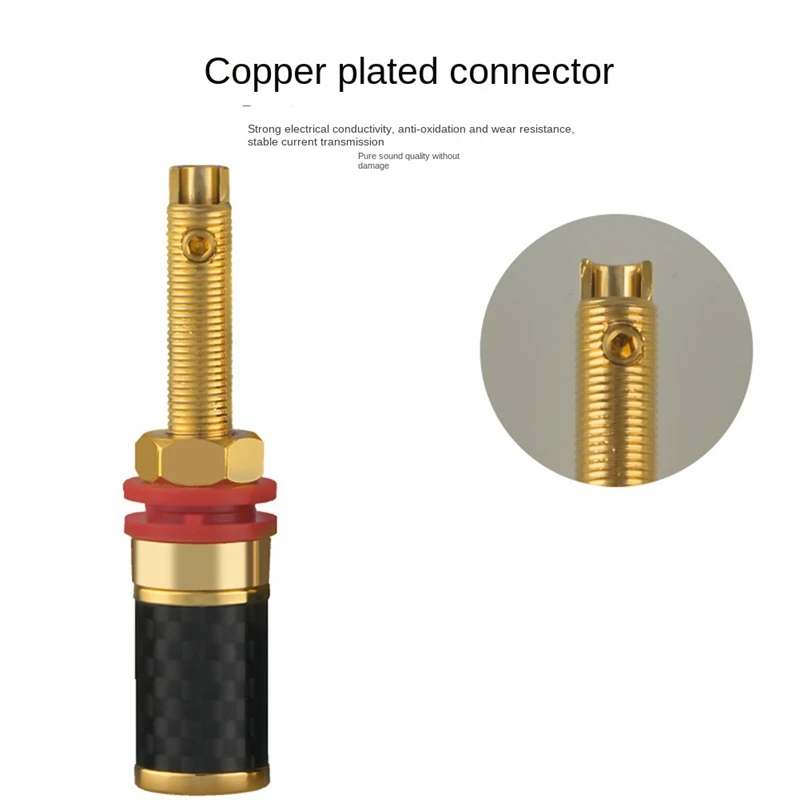 4Pcs HIFI Audio Gold Plated Copper Speaker Binding Post Female Banana Jack Connector Long Column Without Welding