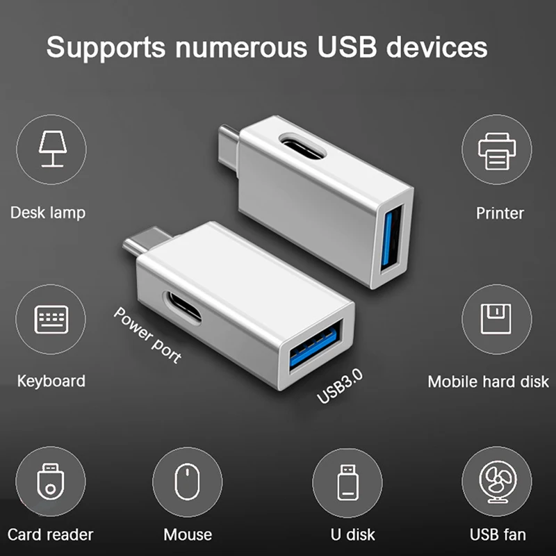 

Type-C Male to USB 3.0 Female Adapter For Phone Laptop Type-C With Side Type-C/USB 2.0