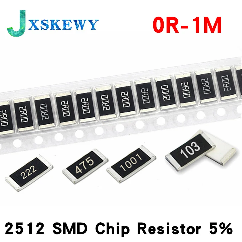 

50 шт./лот 2512 SMD чиповый резистор 5% 0R-1M R001 R010 R100 R020 1R 10R 100R 1K 10K 100K 1M Ом