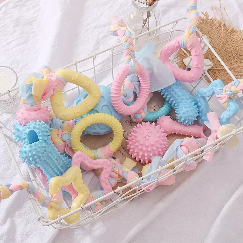 

2023NEW Dog Toys For Small Dog Chews Teeth TPR Toy Bite Resistant Molar Teeth Cleaning Dog Training Supplies Interactive Accesso