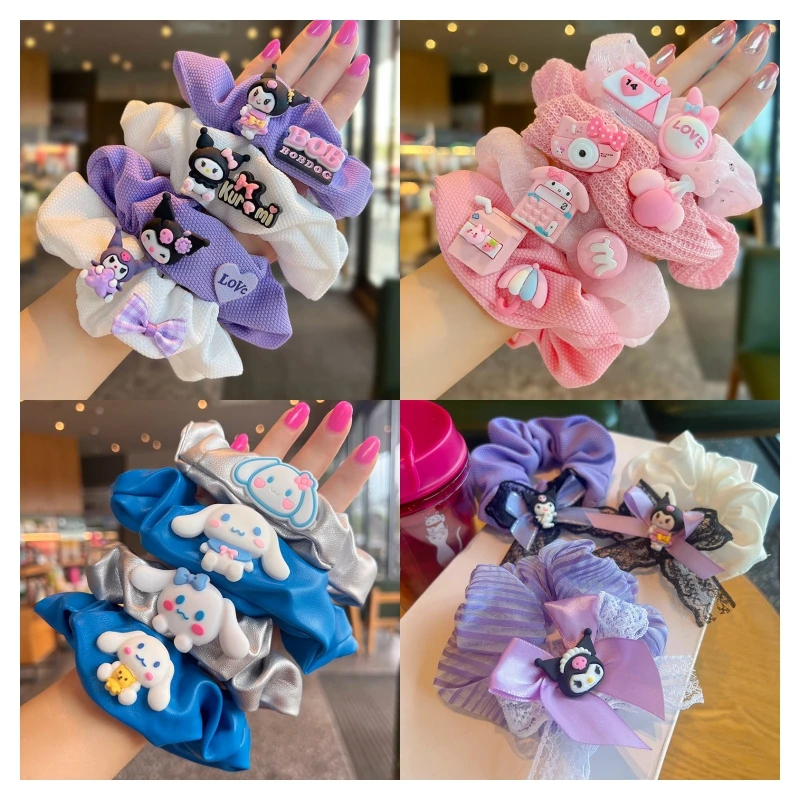 

Sanrios аниме аксессуары для волос кавайные Hellokittys My Melody Kuromi Cinnamoroll Детские резинки Мультяшные резинки для волос подарок для девочек