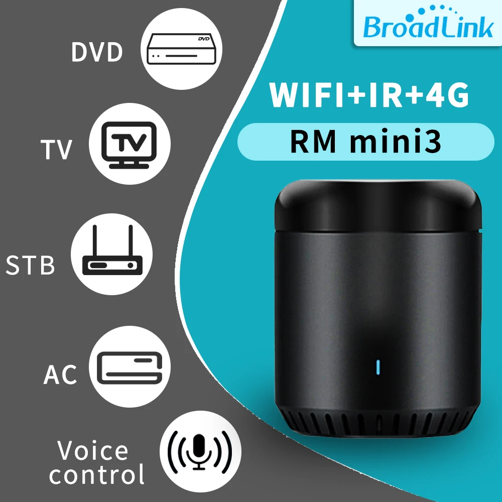 

Broadlink RM Mini3 Remote Control WiFi IR 4G With Black Bean Intelligent AC TV Controller Work For Alexa Google Home IFTTT