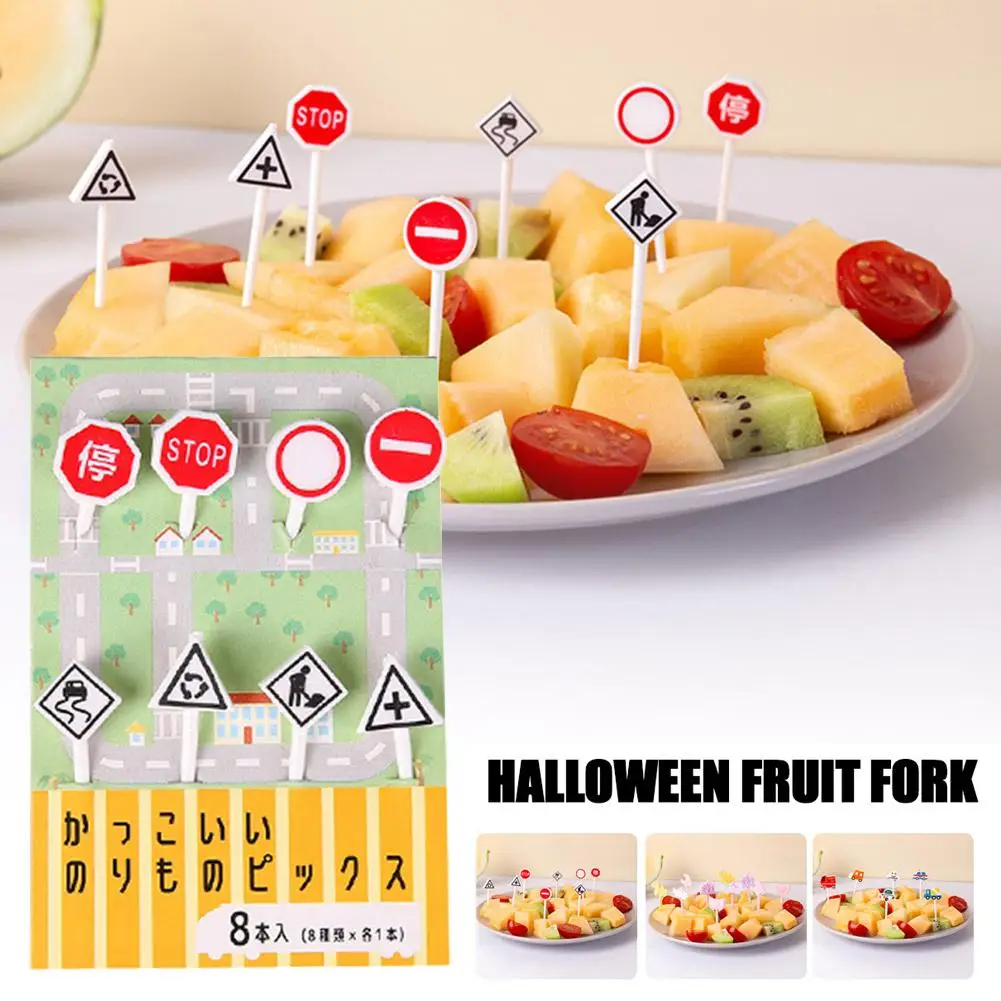 

6/8/10PCS Halloween Cute Fruit Fork Fruit Pick Kids Cake Dessert Food ToothpiES For Lunch Box Decorative Accessories L1R4