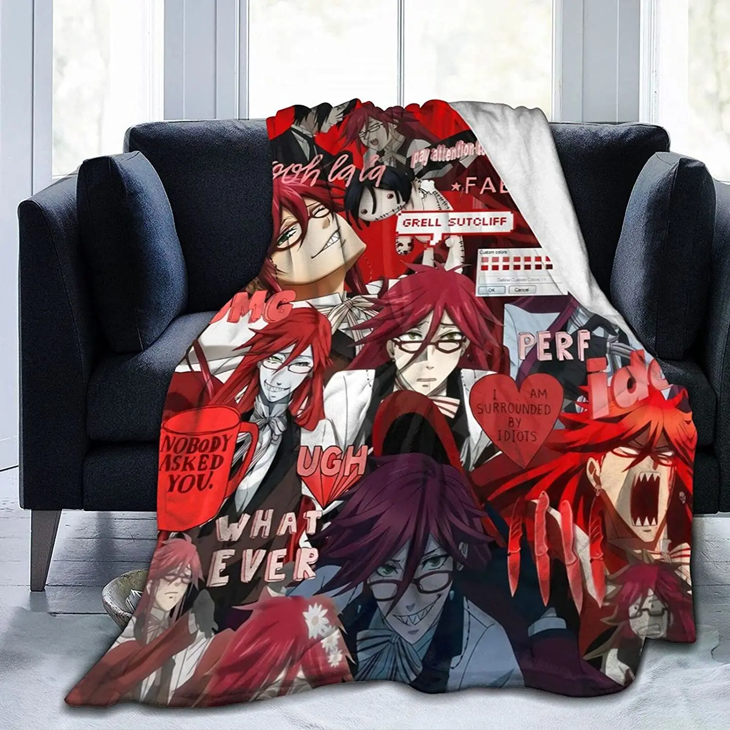 

Grell Sutcliff Fluffy Soft and Comfortable Blanket, Anime Warm Embrace of Sympathy