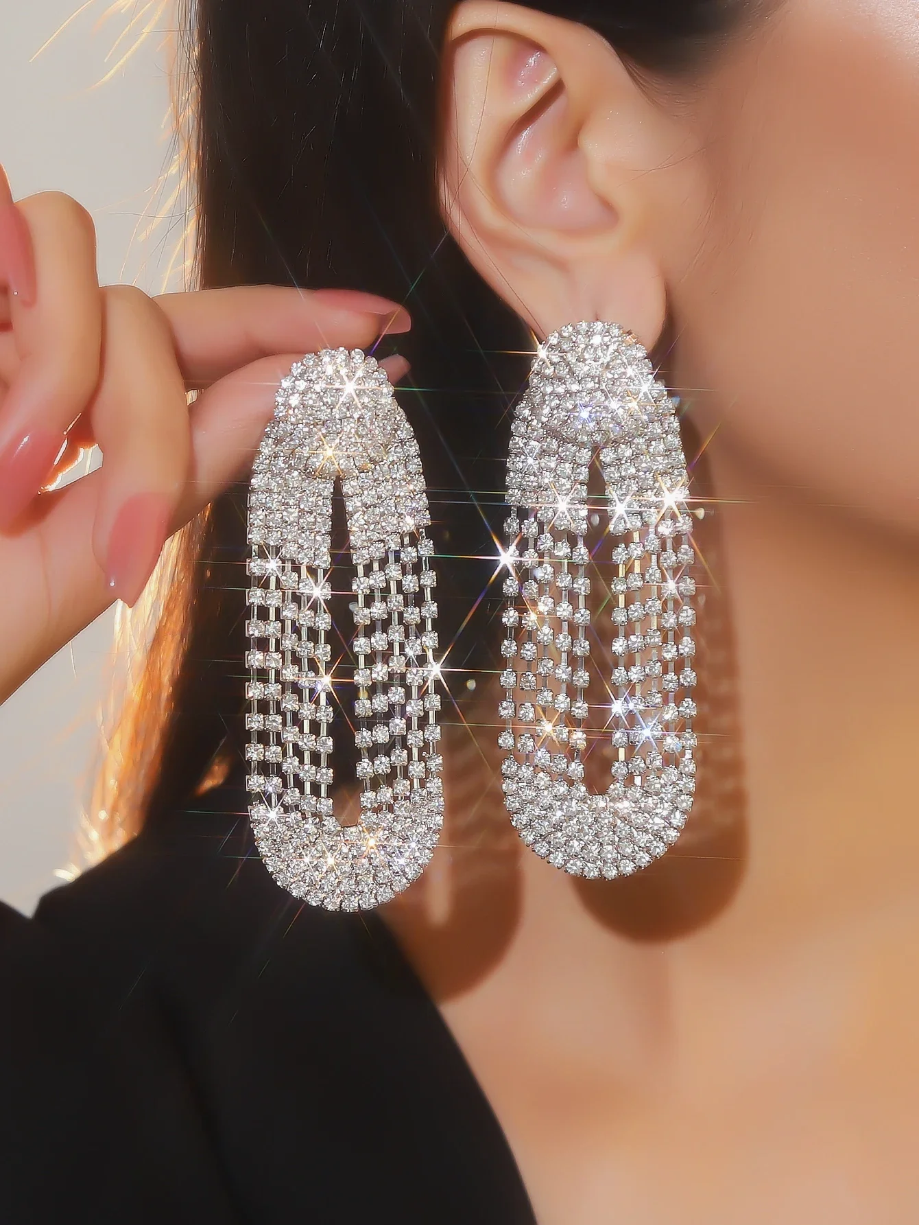 Ретро преувеличенные супер-вспышка-цепочка с когтями длинные серьги женские