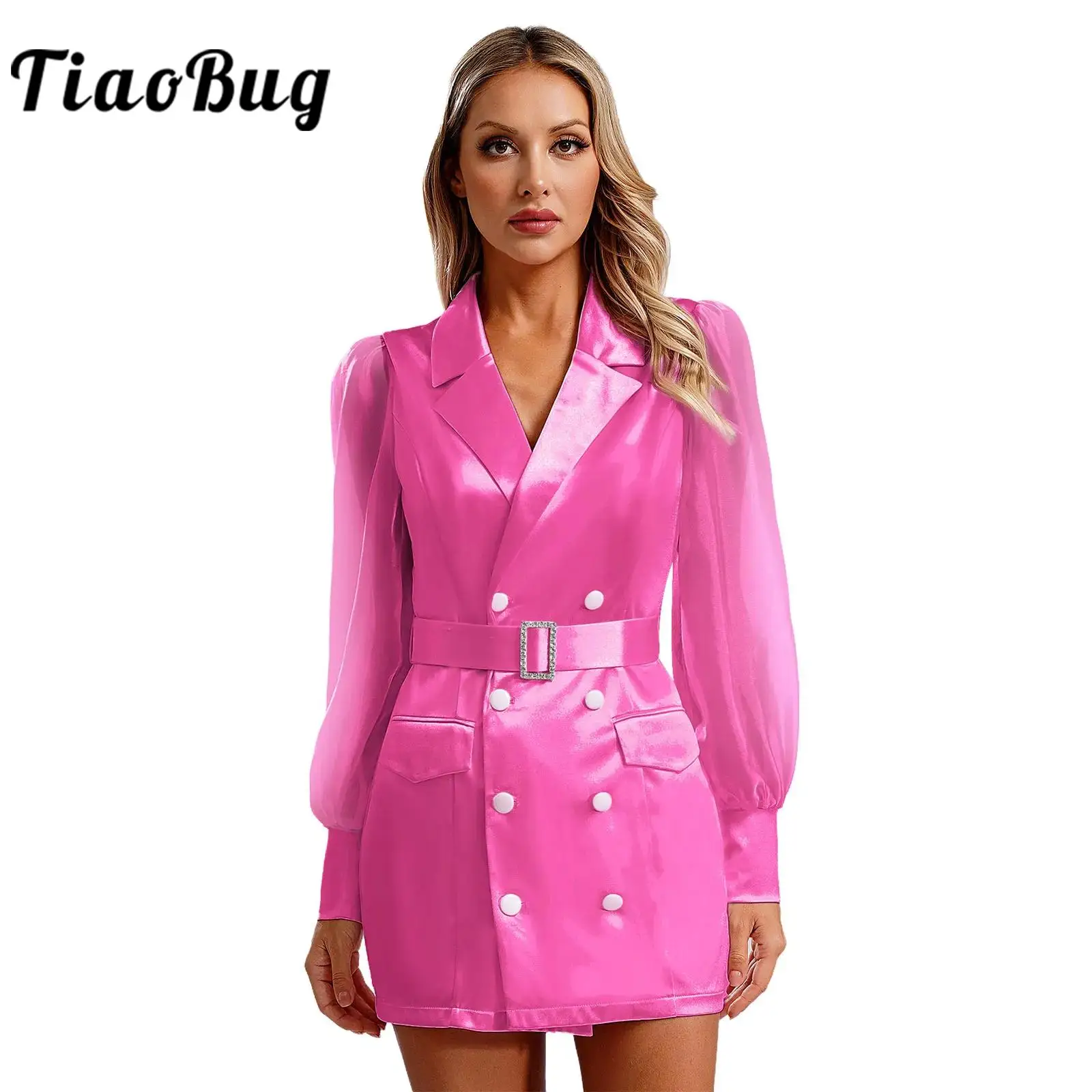 Женское модное элегантное платье OL женское с длинными рукавами и лацканами