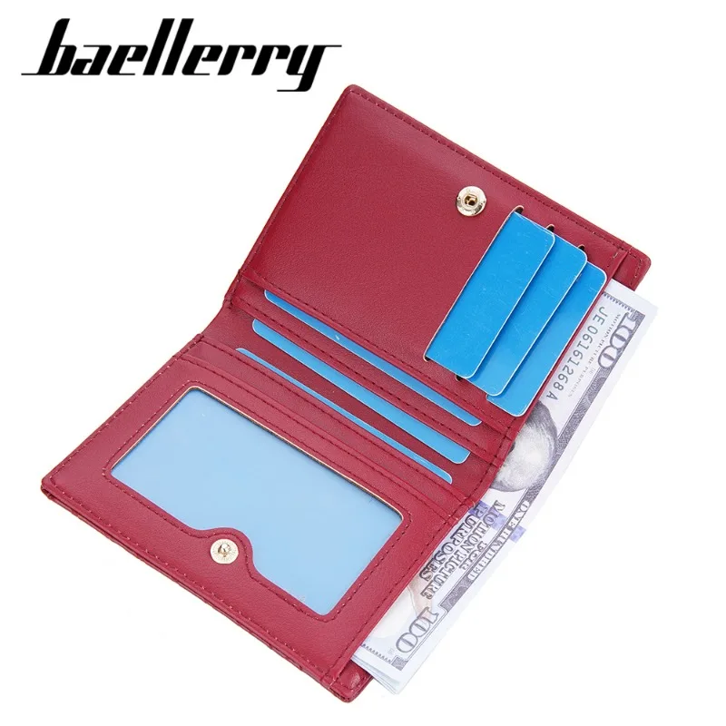 Фото Новый женский кошелек Baellerry с плетеным узором, короткий, на кнопке, с множеством отделений для карт, для хранения кредитных карт, тонкий кошелек №2