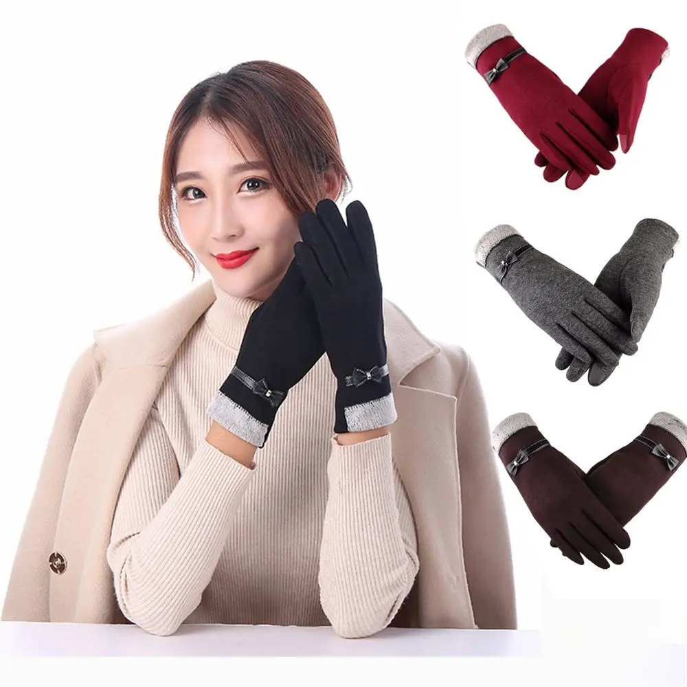 

Women's Mirco velvet Autumn And Winter Plus Fleece Touch Screen Gloves Ladies Touch Warm Gloves Fashion Gloves