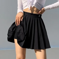 embroidered pleated skirt female college style high waist mini sexy solid color fashion casual small a line skirt streetwear