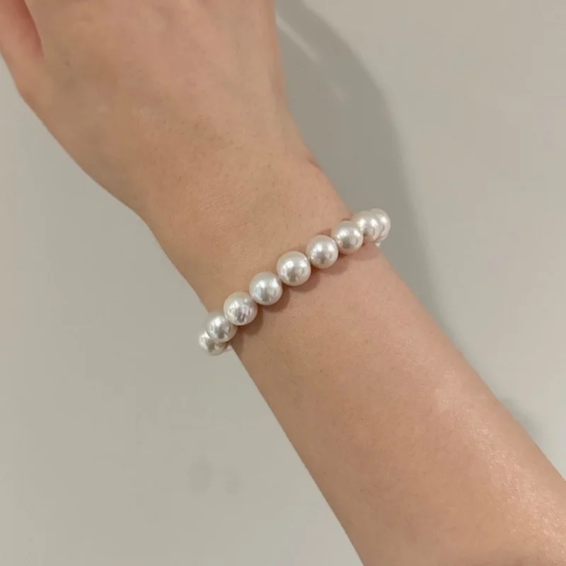 Браслет из тонкого серебра S925 с натуральным пресноводным жемчугом в стиле