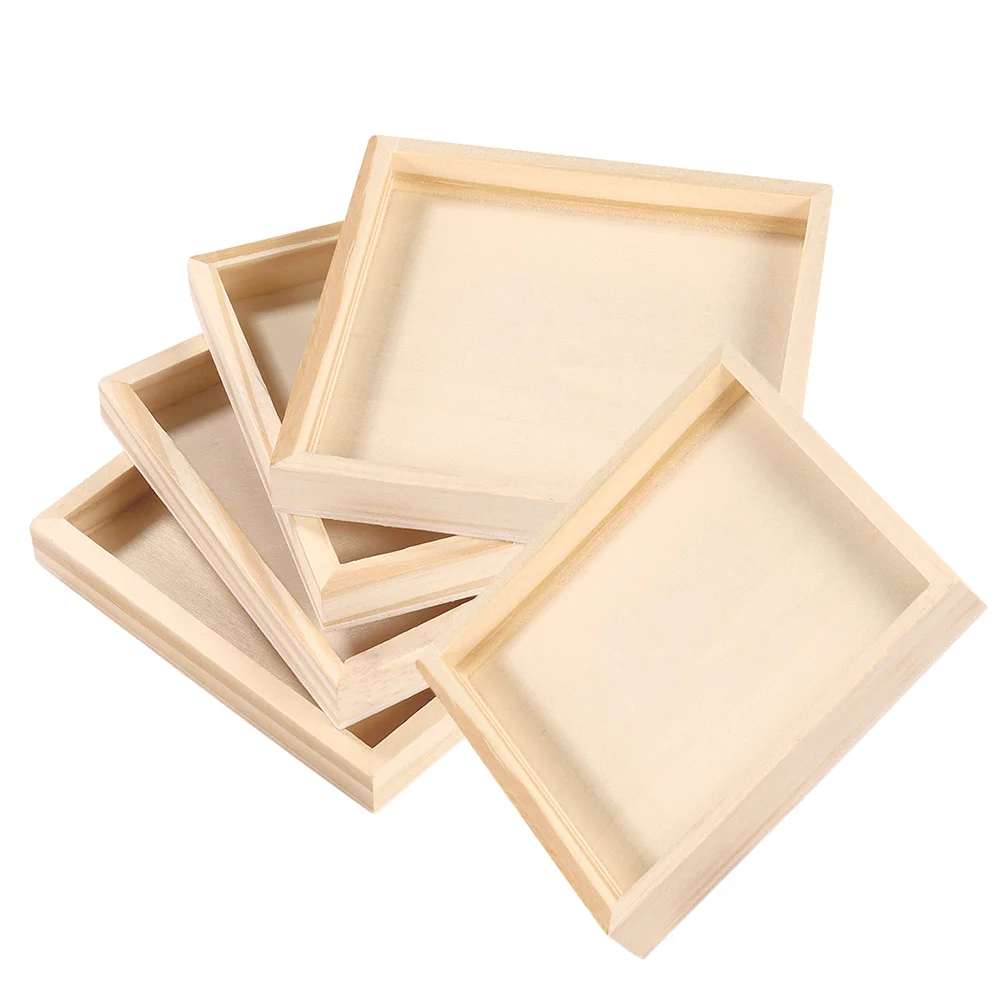 

Wood Trays Puzzle Wooden Tray Serving Unfinished Blocks Block Sorting Toys Nesting Square Toy Holder Household Accessory