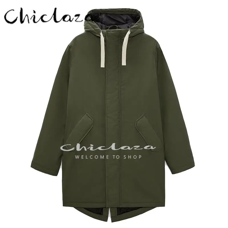 

CHICLAZA 2022 Winter Men Hooded Long Sleeves Parka Coat Casual Solid Warm Jacket Tops Male