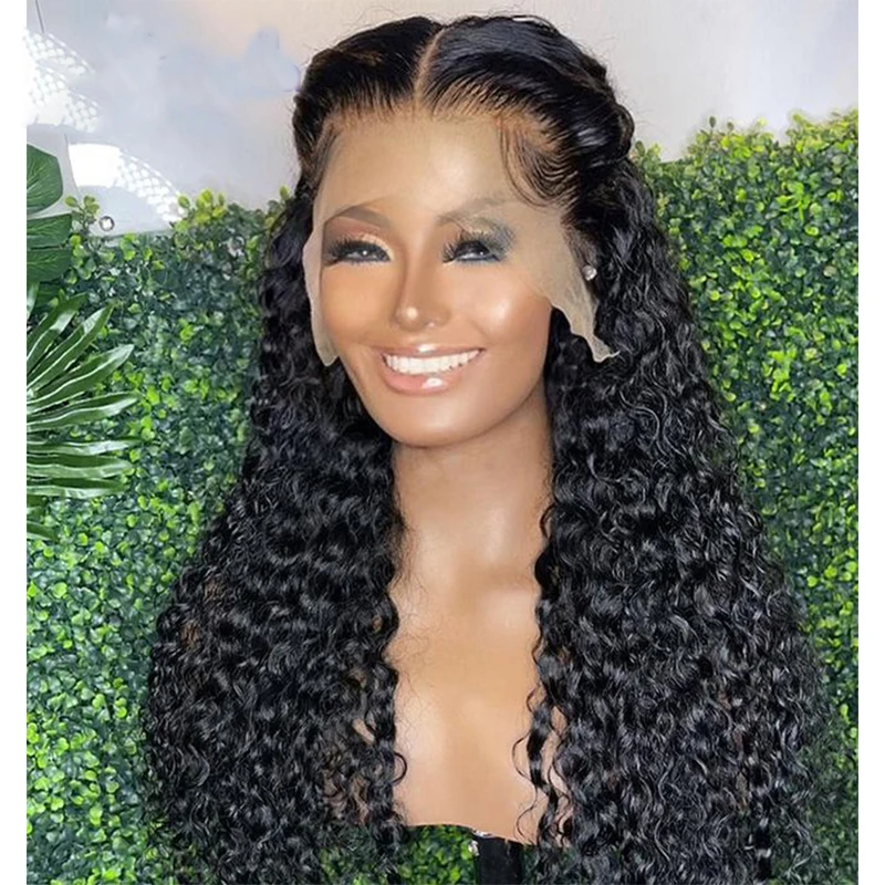 

Natural Looking 180Density 26 Inch Long Kinky Curly Synthetic Lace Front Wig For Black Women BabyHair Preplucked Daily Cosplay