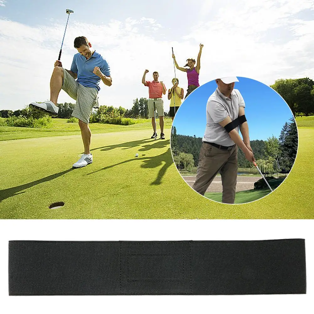 

Professional Elastic Golf Swing Trainer Arm Band Belt Gesture Alignment Training Aid For Practicing Guide Black K4p8