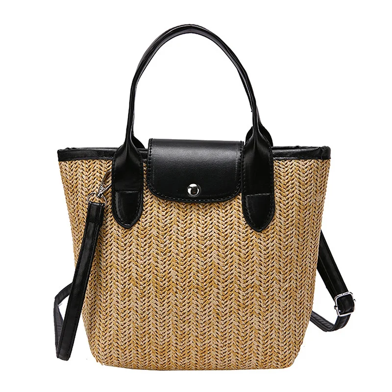 

Женская пляжная соломенная сумка из рафии с ручкой из ПУ кожи