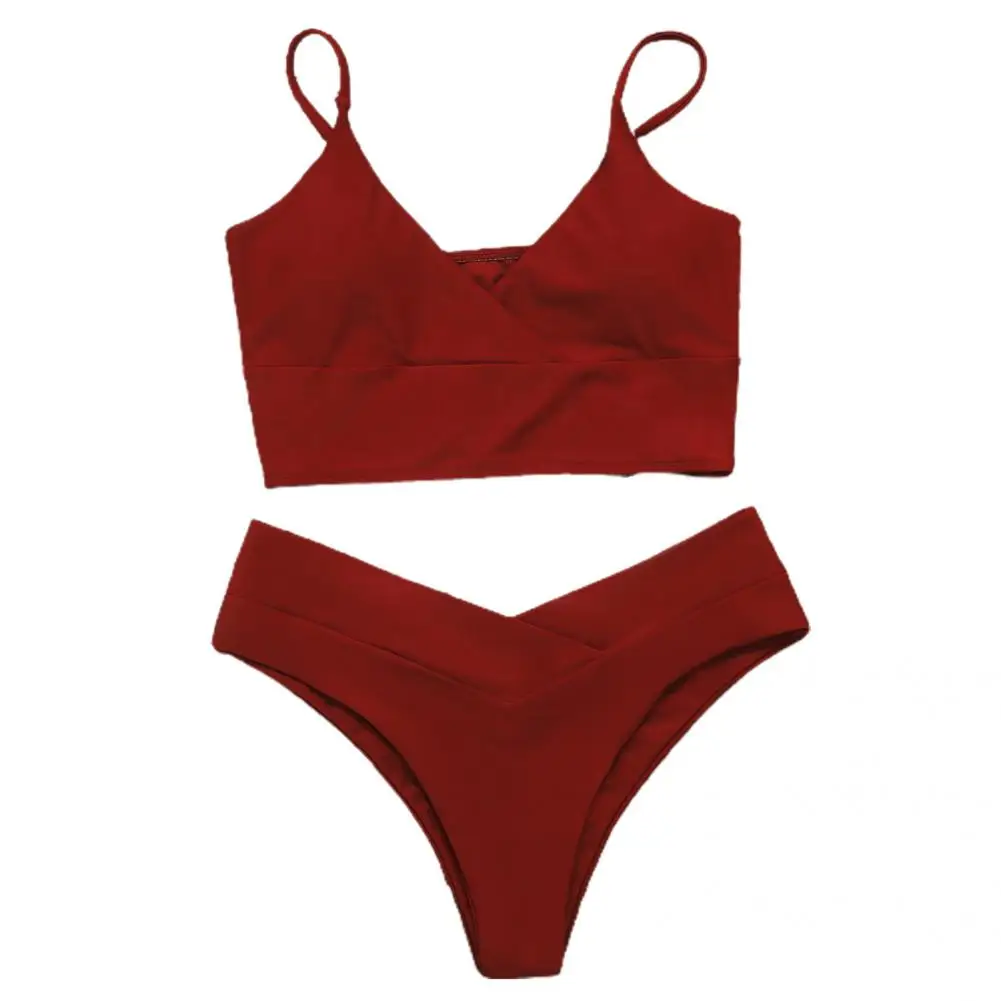 

Swimsuit Sexy Women Swimwear Swimwear High Elasticity Simple Solid Color High Waist Bikini