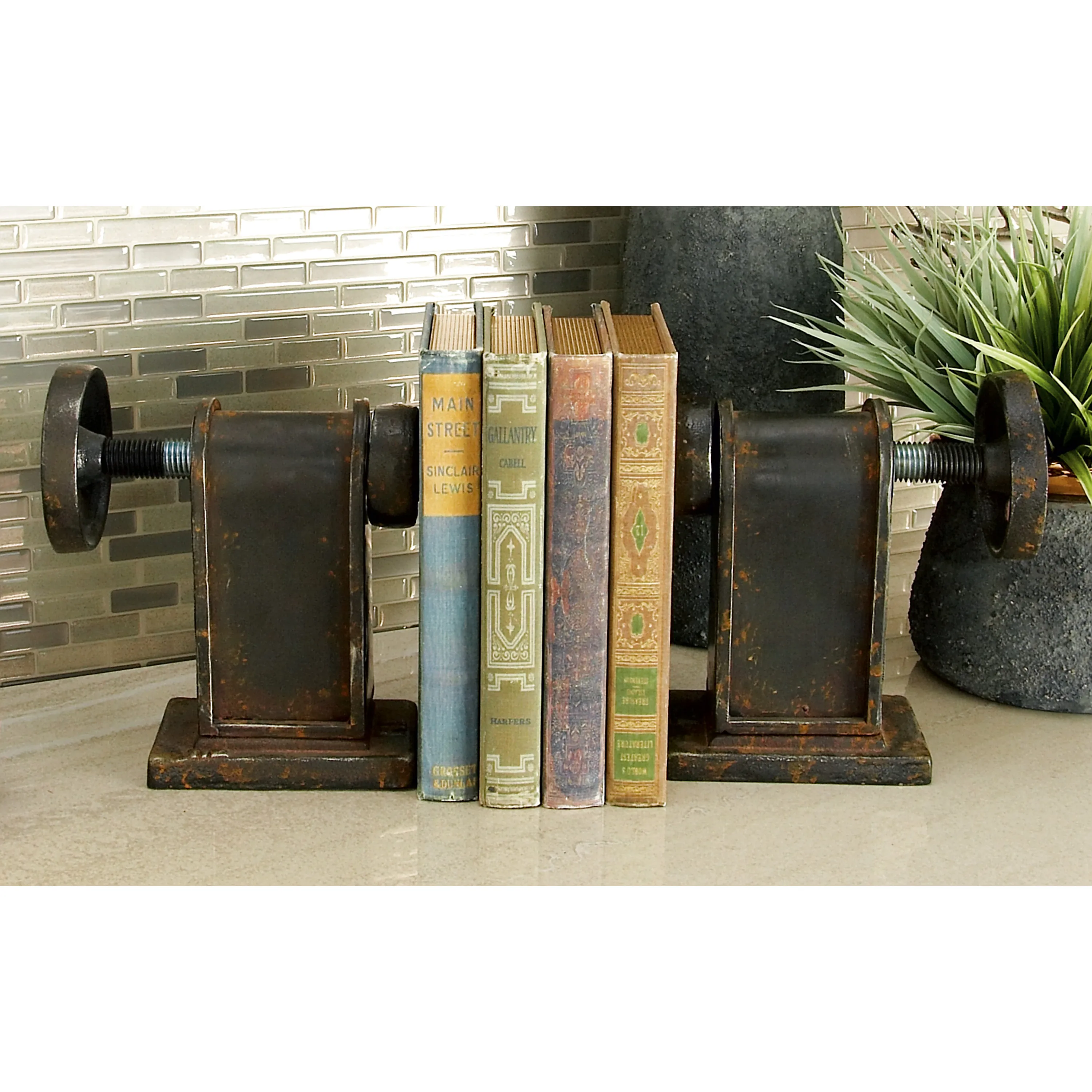 

7" Gear Black Metal Bookends (Set of 2)