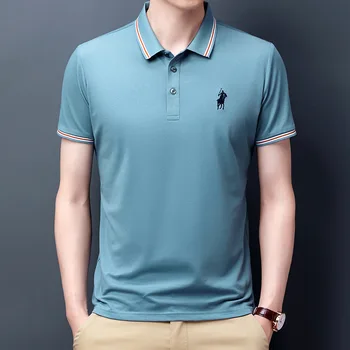 Men's Summer Golf Polo Shirts Short Sleeve New Turn Down Collar Good Quality Business Casual Tops 2022 Brand T-shirt Clothing