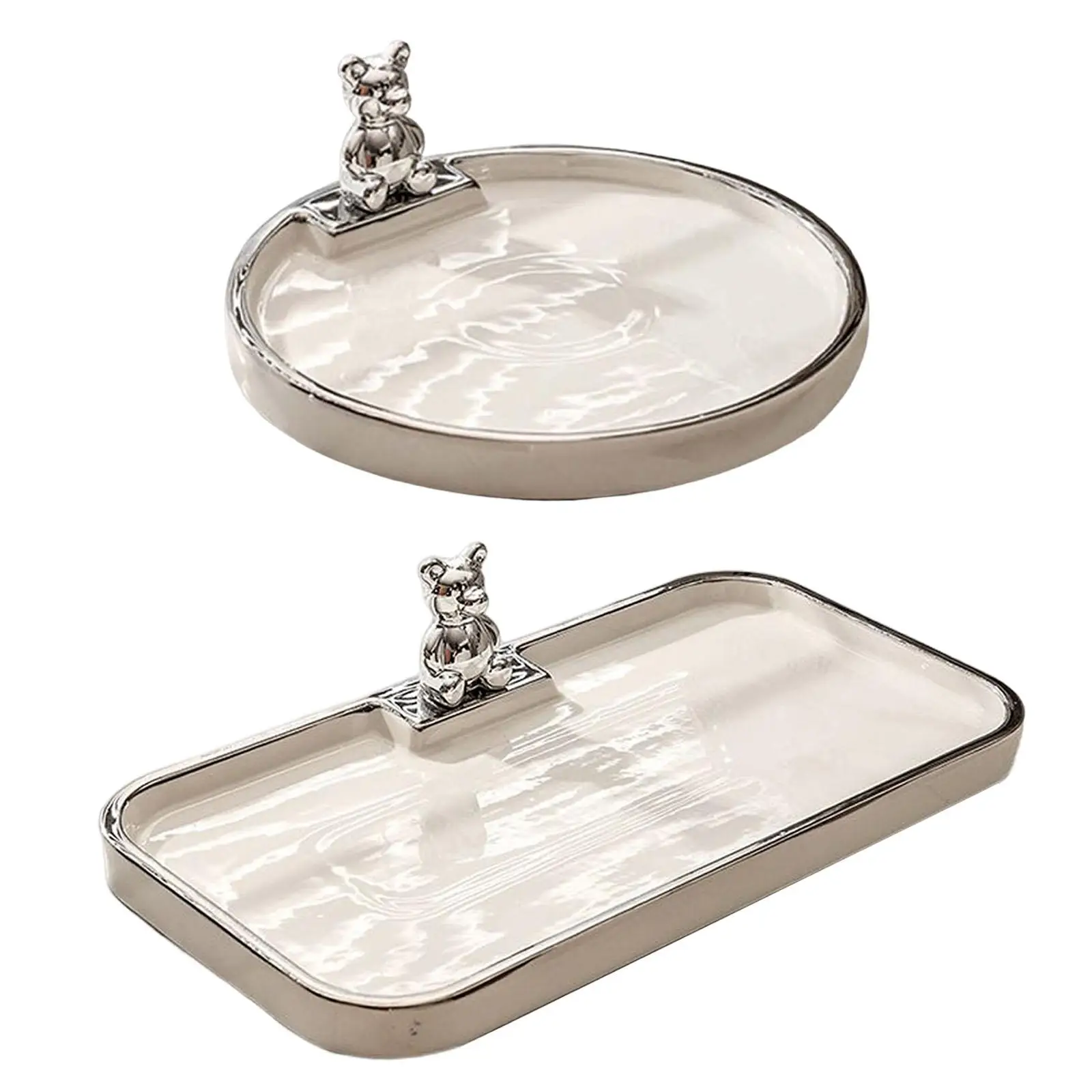 

Ceramic Perfume Organizer Centerpiece Electroplating Bear Vanity Tray Bathroom Tray for Entrance Bedroom Bathroom Cabinet Vanity