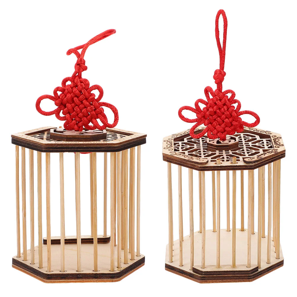 

2 Pcs Insect Boxes Cricket Storage Holder Grasshopper Carrying Case Wooden Grasshopper Cages for Students Men
