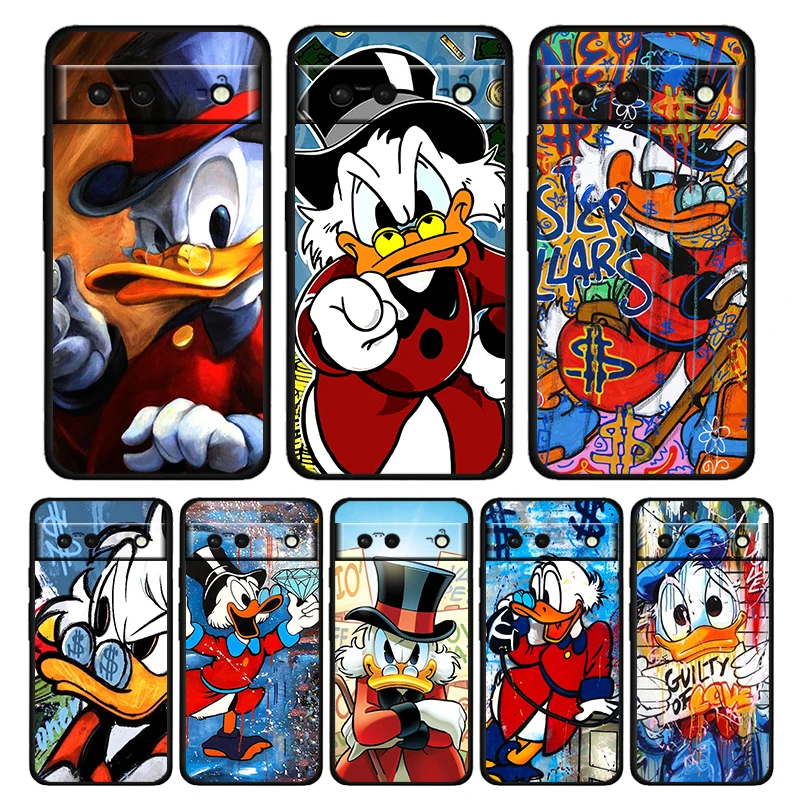 

Disney McDuck Scrooge Cool Shockproof Case for Google Pixel 7 6 Pro 6a 5 5a 4 4a XL 5G Silicone Soft Black Phone Cover
