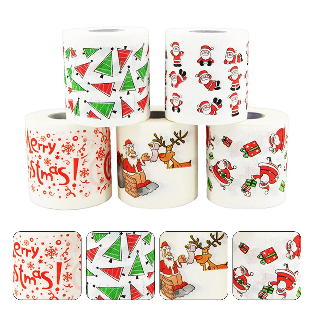 

5 Rolls Christmas Toilet Paper Gift Tissue Supplies Napkin Party Music Virgin Wood Pulp Napkins