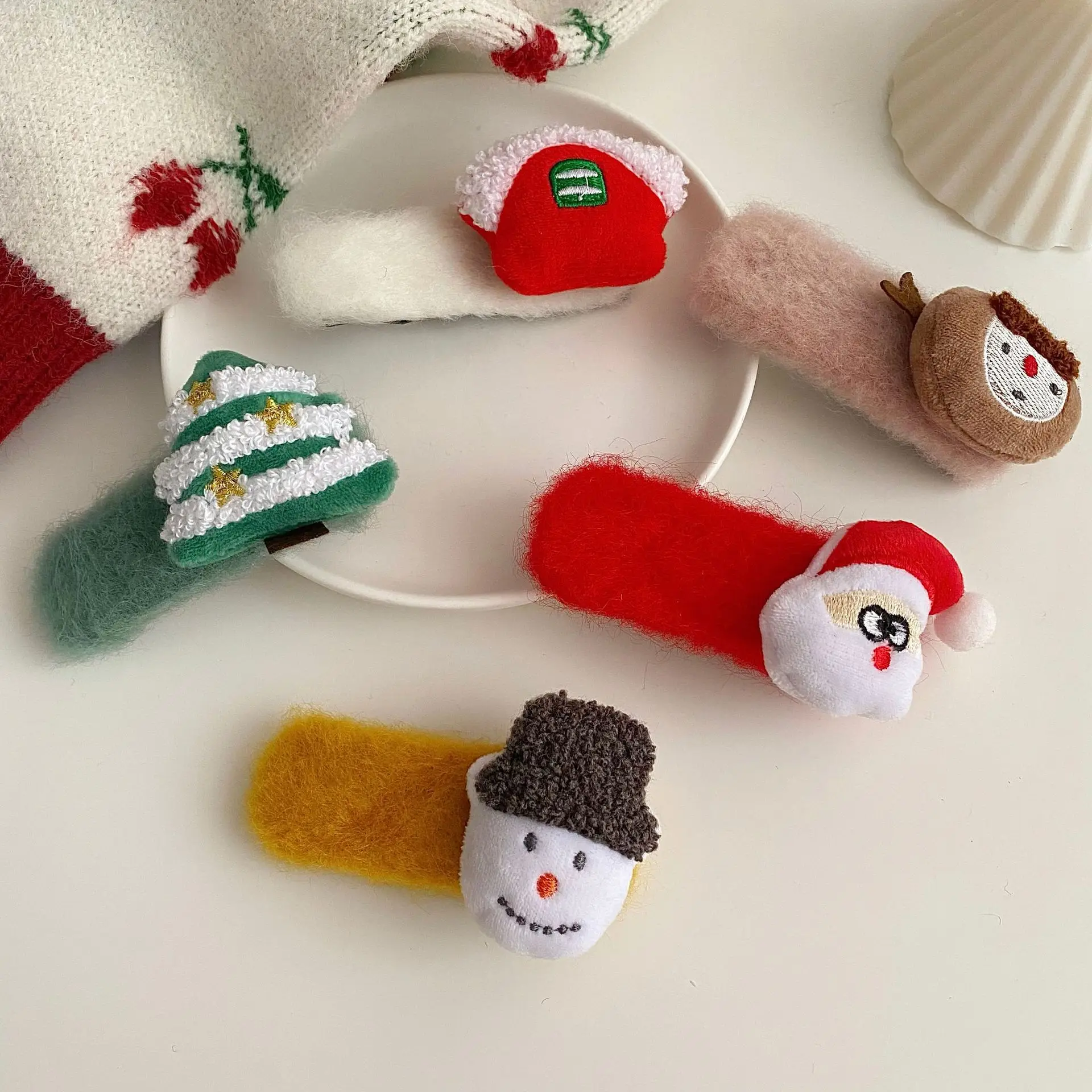 

Christmas Santa Deer Mohair Hair Clips for Kids Girls Children Cute Xmas Tree Snowmen Hairpins Hairgrips Party Hair Accessories