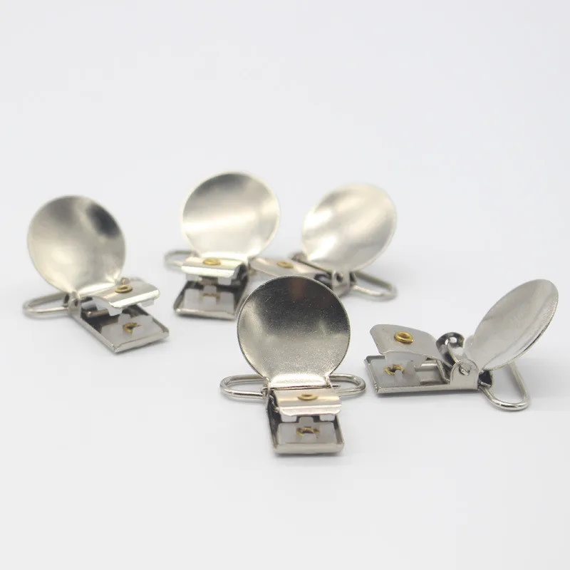 

5pcs Round Shape Pacifier Suspender Clips Holder Crafts Metal Insert 2.5cm