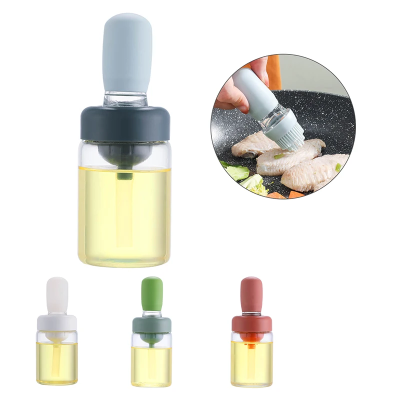 

1 Pcs Portable Silicone Oil Bottle With Brush Grill Oil Brushes Liquid Oil Pastry Kitchen Baking BBQ Tool Kitchen Tools For BBQ