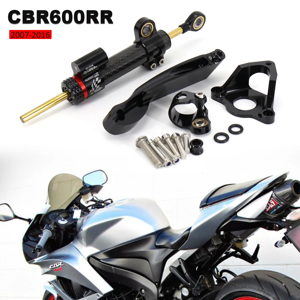 

For Honda CBR600RR CBR 600 RR CBR 600RR 2007-2016 2015 CNC Motorcycle Stabilizer Fiber Carbon Steering Damper Bracket Mount Kit