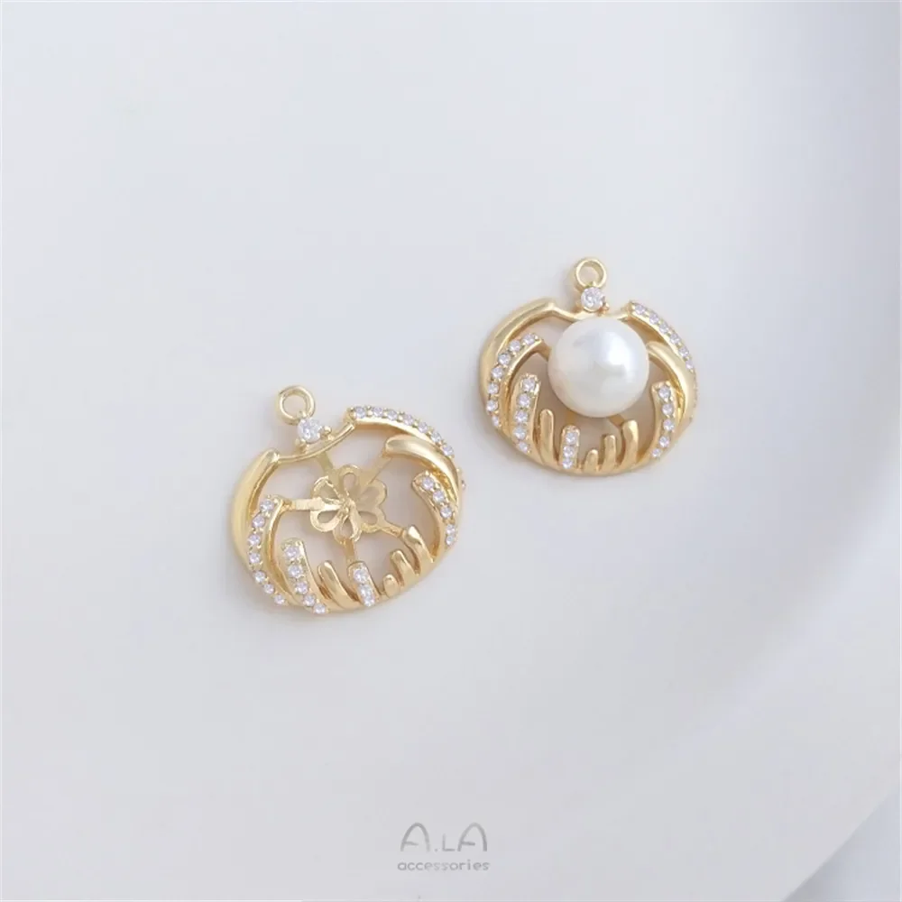 Микроинсет циркон 14-каратное золото жемчужный браслет с половиной отверстия