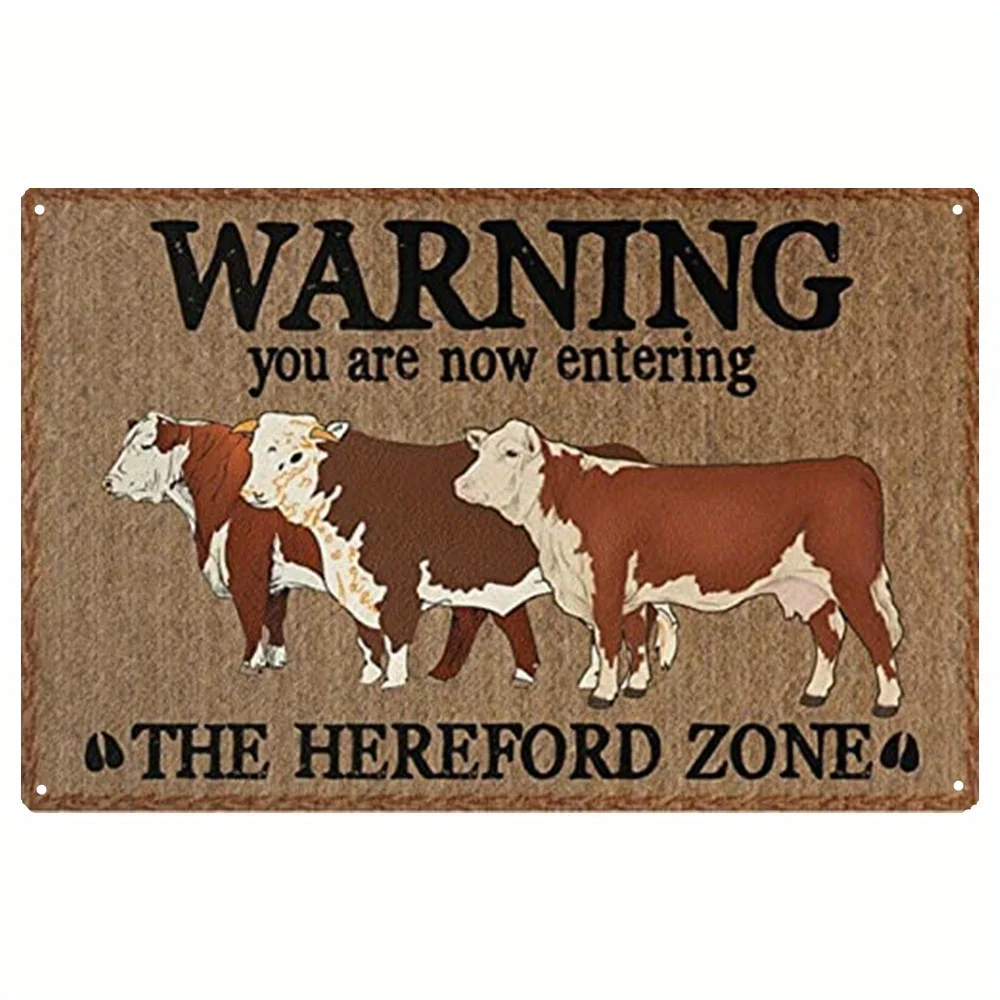 

Chic Tin Sign Bulldog Hereford Cow Dog Farmer Warning This Property Is A Farm Yard Sign Farmhouse Metal Signs Vintage 8x12inch