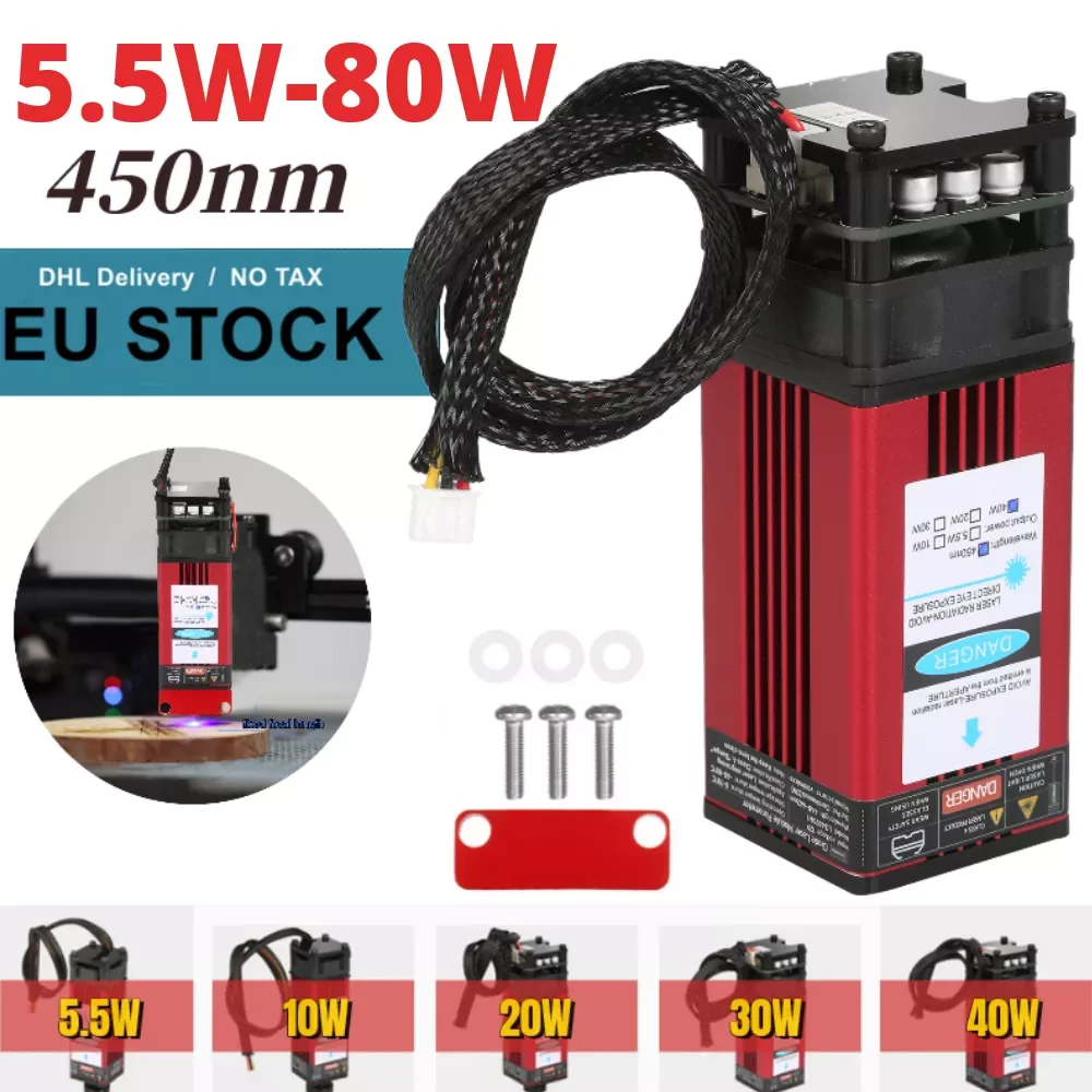

10/20/30W/40W Laser Module Laser Head 450nm Blue Lase for Laser Engraving Machine Wood Marking Cutting Tool Engraving Head CNC