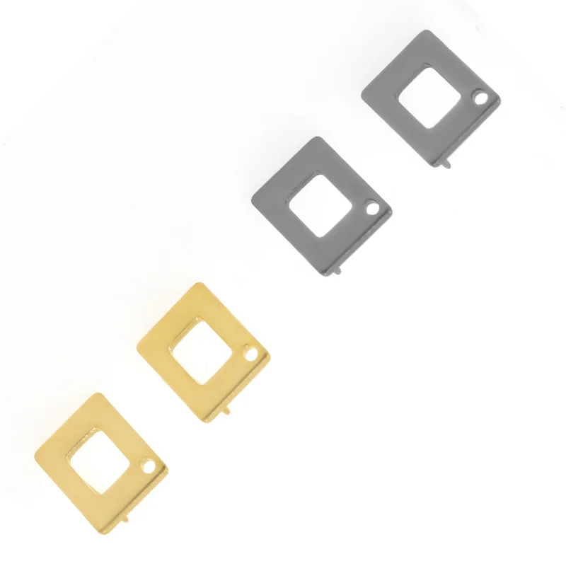 20Pcs Stainless Steel Square Stud Earrings With Holes Blank Base Tray Fit 10mm Jewelry  Making Earring Accessories Wholesale