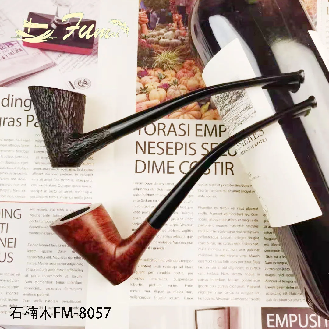 Bruyere Wood 9mm Filter Flue Tobacco Pipe Retro Gentleman Bent Type Handle Handmade Smoking Pipe With Accessory Old Dad's Gift