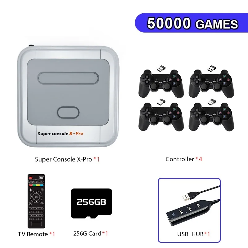 

Новейшая Игровая приставка X Pro 4K HD, 50000 встроенных ретро-игр, 50 + имитаторов, поддержка ТВ-игр, Wi-Fi, KODI