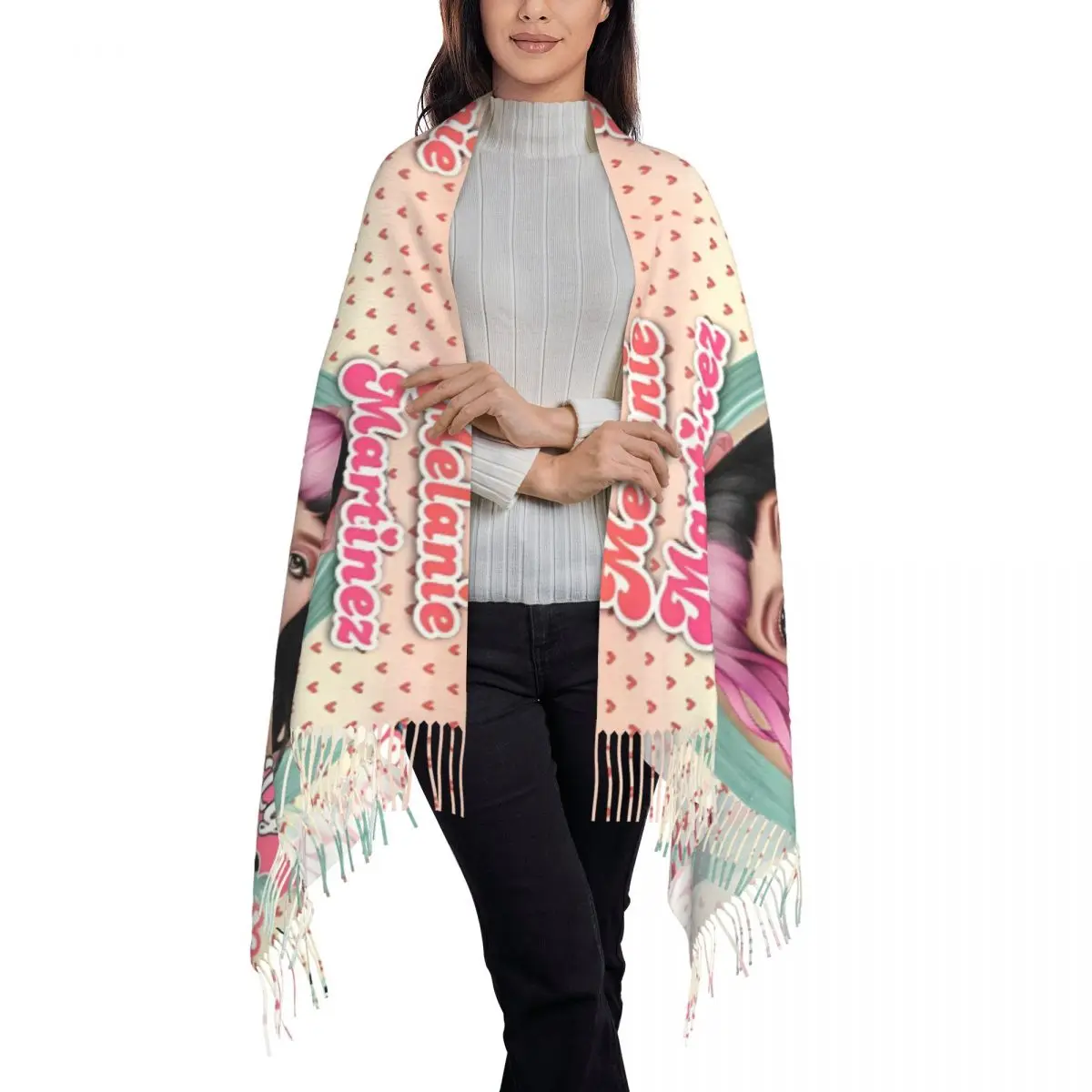 Шарф с узором Melanie Martinez женские головные платки музыкальной певью и кисточками