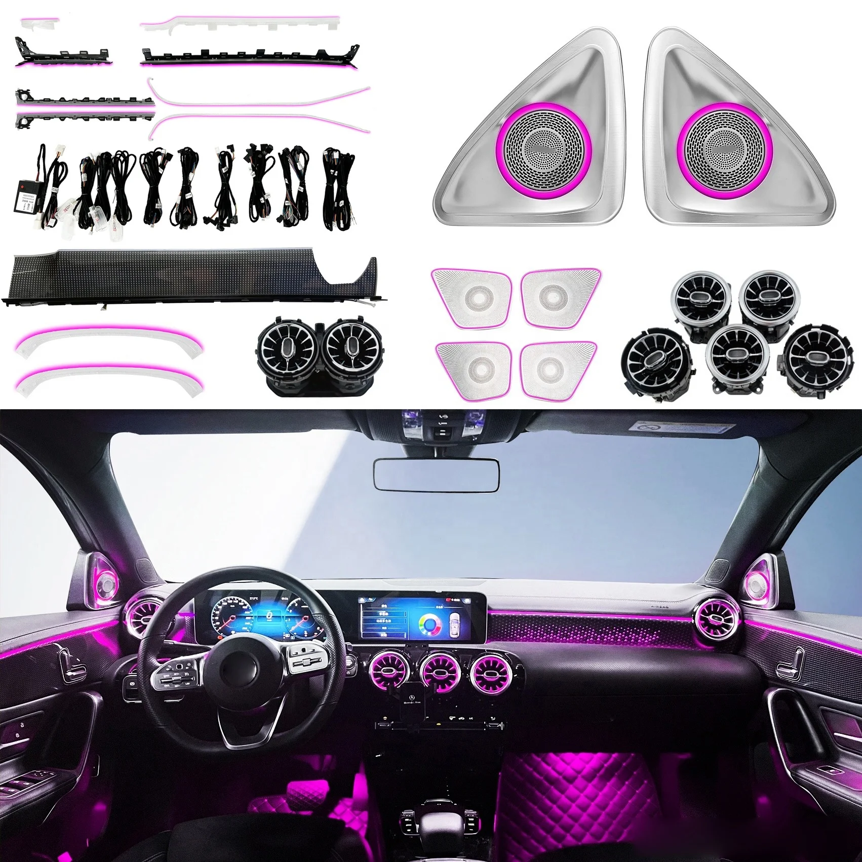 iCarsin 64 цвета светодиодный вентиляционный светильник для Mercedes Benz CLA W118 2020 2021 2022