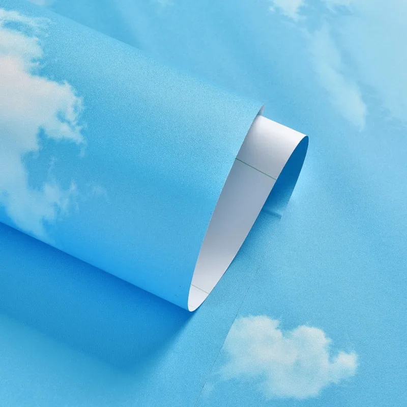 5m 3D Wallpaper Blue Sky And White Clouds PVC Self-adhesive Home Decoration Film Waterproof Sticker Living Room Background Mural |