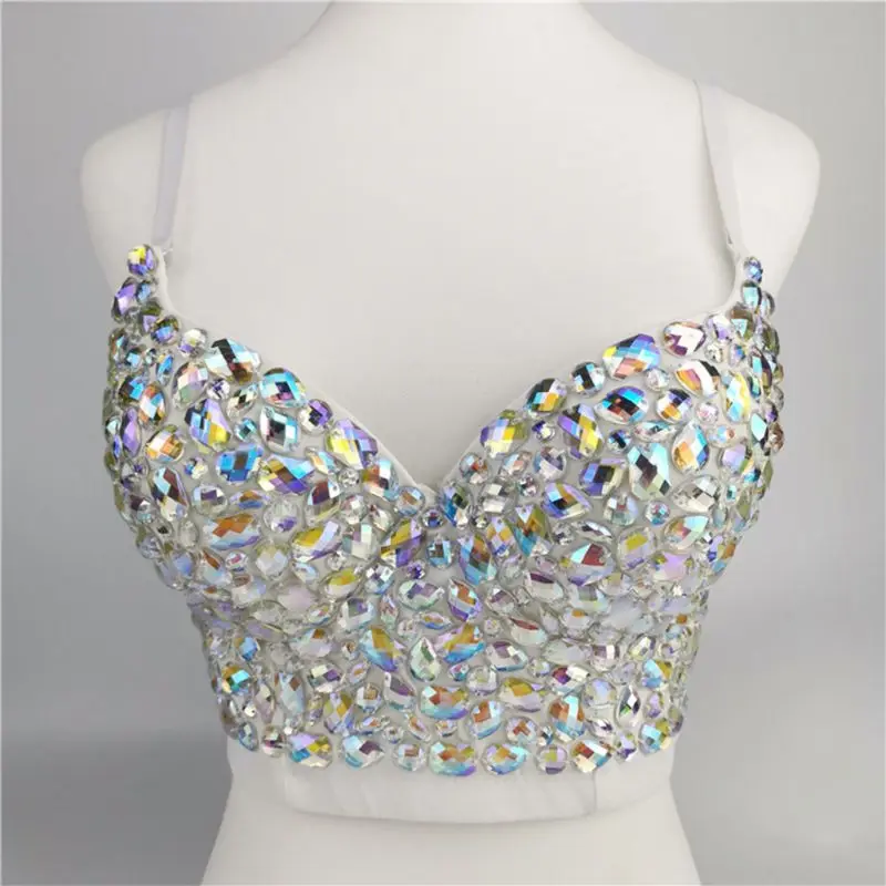 

Summer Fashion White Color Women Y2k Tops Tanks Tees Yellow Neon Lights Sexy Beading Camis Clothes