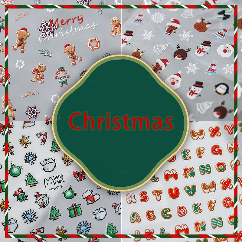 

Рождественская серия, наклейки для ногтей, новое ремесло, трехмерные прозрачные наклейки для ногтей, тонкие жесткие клейкие подкладки для н...