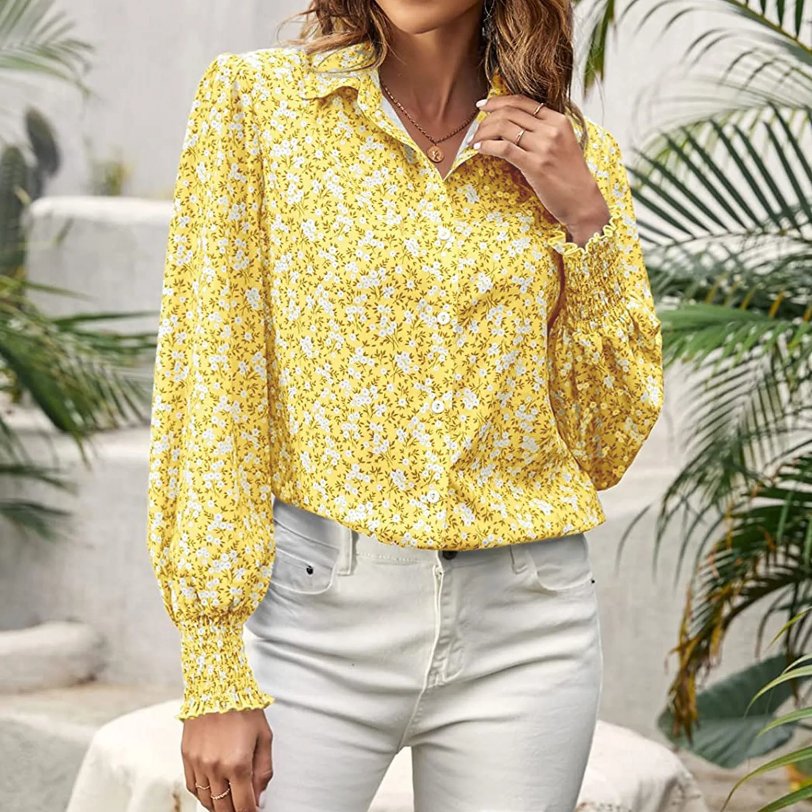 

Womens Lapel Shirts Long Sleeve Blouse Button Down Shirts Elastic Cuffs under 5 Dollars Gray Silk Blouses Women