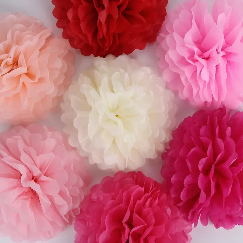 

5pcs 10cm 20cm 30cm Paper Pom Poms Flower Balls For Wedding Decoration Birthday Party Supplies Paper Pompoms Home Decor