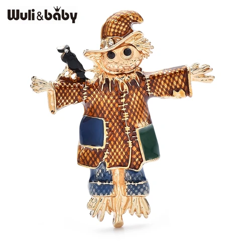 Брошь Wuli&baby Черная птица на черепе