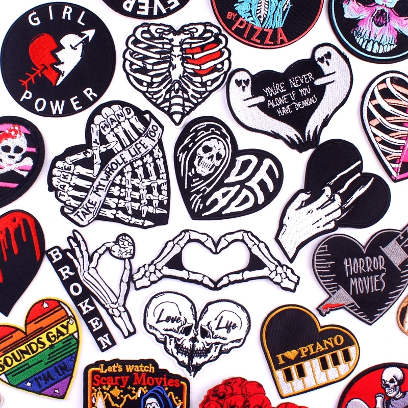 Нашивка в стиле панк аппликация виде любящего сердца черепа нашивки для одежды