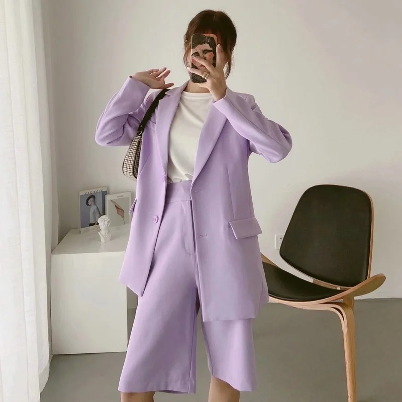 Solid Colors Single Breasted Casual Commute Blazer Suit Simple Work Wear Korean Fashion Candy Colors Office Blazer 2021 Women