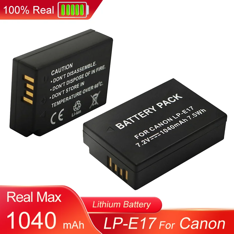 

Real Max 1040mah LP-E17 Battery for Canon EOS M3 M5 M6,EOS 750D 760D,EOS T6i T6S,EOS 8000D,KISS X8i,EOS 200D,E​OS RP,EOS 800D