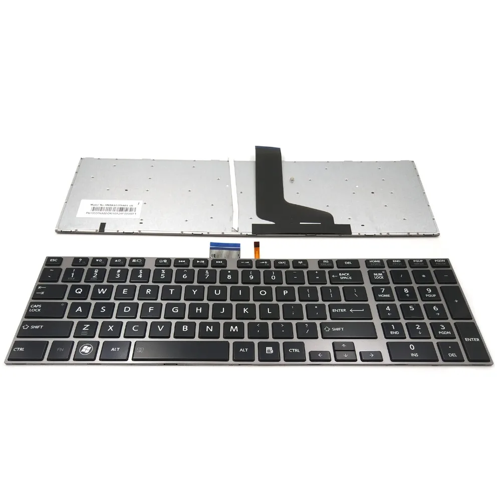 Teclado para portátil Toshiba Qosmio serie X870 X875, nuevo, inglés, EE. UU., retroiluminado, marco gris