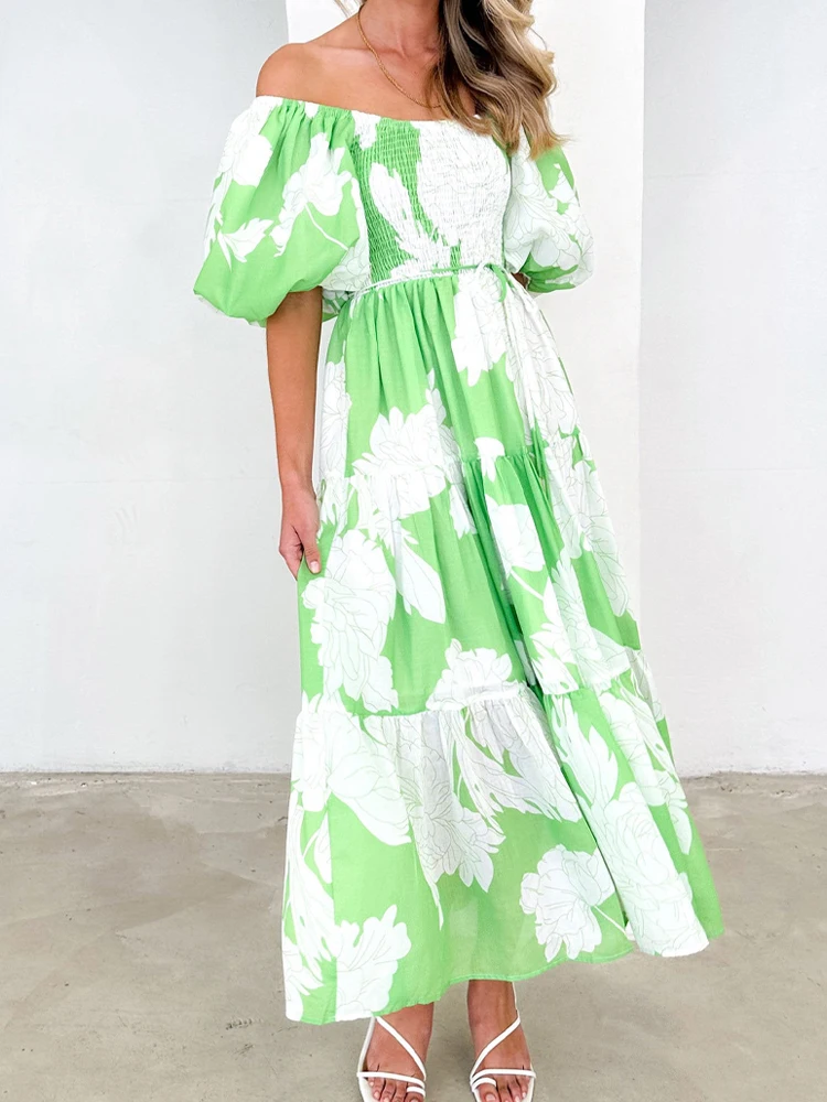 Женские Платья с цветочным принтом сексуальное длинное платье открытыми плечами